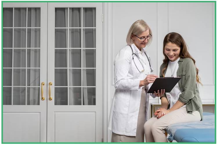A doctor talking to a patient